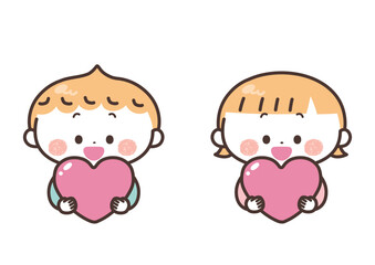 ハートを抱きしめる子供