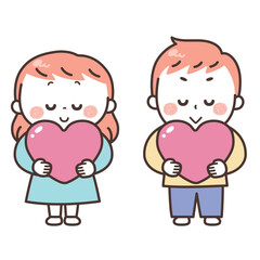 ハートを抱きしめる男女