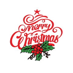 vector illustration of merry Christmas lettering wall decoration with ornaments