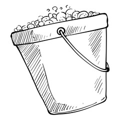 soap bucket handdrawn illustration
