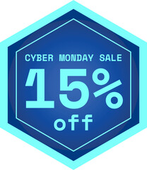 Cyber Monday Discount Sticker Tag - 15 Percent Discount