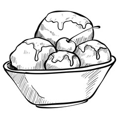 ice cream bowl handdrawn illustration