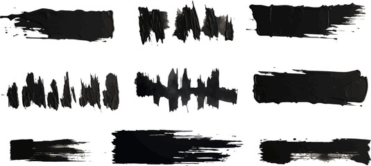 artistic texture of ink brush strokes, Isolated ink splashes and drops. Different handdrawn spray design, grunge splash