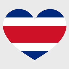Vector illustration of the Costa Rica flag with a heart shaped isolated on plain background.