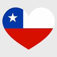 Vector illustration of the Chile flag with a heart shaped isolated on plain background.