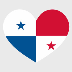 Obraz premium Vector illustration of the Panama flag with a heart shaped isolated on plain background.