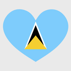 Vector illustration of the Saint Lucia flag with a heart shaped isolated on plain background.