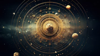Fototapete Höhenskala astrological background with planets and copy space