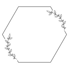 Obraz premium Floral line frame illustration. Wedding aesthetic line frame. Vector Illustration.