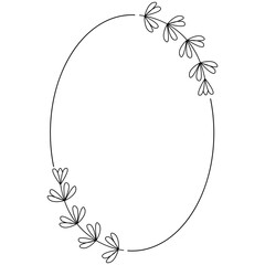 Floral line frame illustration. Wedding aesthetic line frame. Vector Illustration.