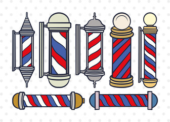 Barbers Pole Clipart SVG Cut File | Barber Svg | Barbershop Svg | Barber Light Svg | Salon Svg | Barbers Pole Svg Bundle