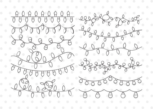 String Lights Clipart SVG Cut File | Lights Svg | Light Strand Svg | Icicle Lights Svg | String Lights Svg Bundle