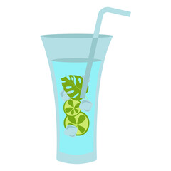 Cocktail drinks illustration. Fresh drinks in summer illustration. Vector Illustration.