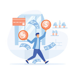 Salary payment. Payroll, annual bonus, income, flat vector modern illustration 