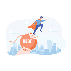 Breaking debt. Debts and credit, Struggle for your business, flat vector modern illustration 