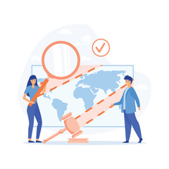 Conflict punishment with international business restriction and deal rejection, flat vector modern illustration 