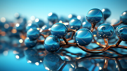blue molecules atoms - obrazy, fototapety, plakaty