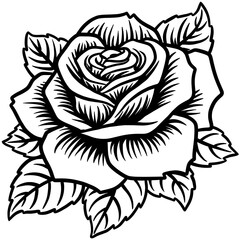 rose drawing line art illustration tattoo style
