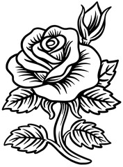 rose drawing line art illustration tattoo style