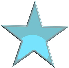 3d icon, blue star clipart for decoration, hand draw,