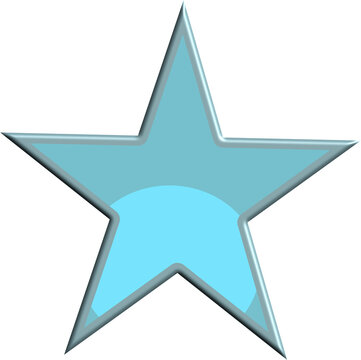 3d Icon, Blue Star Clipart For Decoration, Hand Draw,