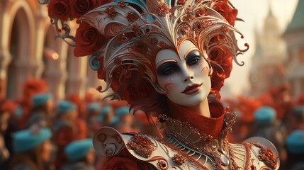 Venice Carnival festival cartoon, 3D render 3th to 13th February Generative AI