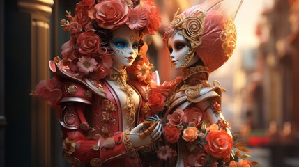 Venice Carnival festival cartoon, 3D render 3th to 13th February Generative AI
