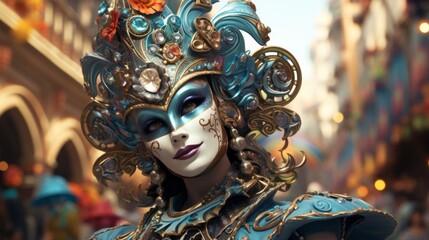 Venice Carnival festival cartoon, 3D render 3th to 13th February Generative AI