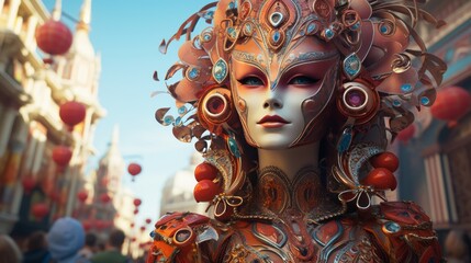 Venice Carnival festival cartoon, 3D render 3th to 13th February Generative AI