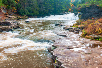 Upper Swallow Falls in autumn.Swallow Falls State Park.Oakland.Maryland