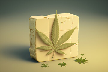 Cannabis soap made from hemp oil. Skincare and cosmetics concept. Eco friendly CBD soap