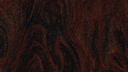 Wet glitter flow. Paint background. Blur brown black color shimmering particles texture paint fluid...