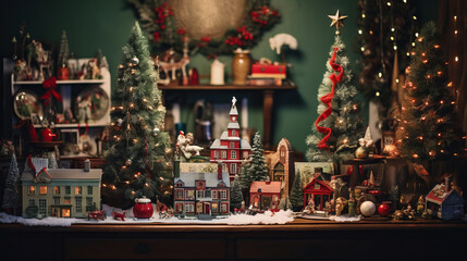 Naklejka na ściany i meble Miniature Christmas Village Model