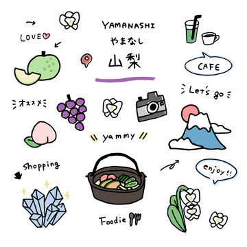 山梨の手描きのアイコンセット