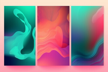Abstract green and pink swirl wave background. Flow liquid lines design elemen