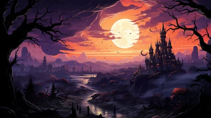 Rolgordijnen halloween night landscape © federico