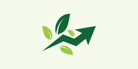 growth logo design with arrow direction elements with leaves.