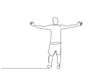 athlete football player score a goal rejoice run line art design