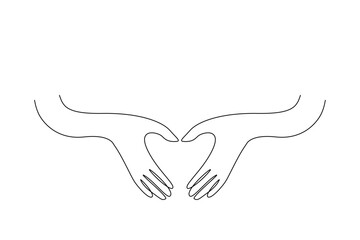 human person hands making heart symbol line art design