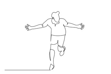 athlete football player score a goal rejoice run line art design