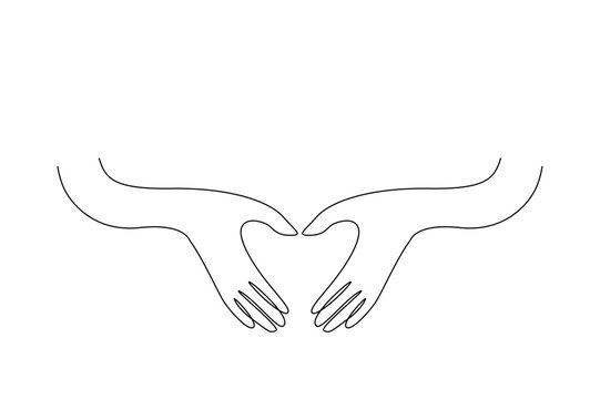human person hands making heart symbol line art design
