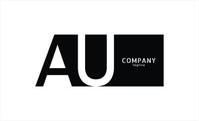 Vector logo with letters A and U abstract illustration.