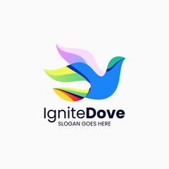 Vector Logo Illustration Dove Gradient Colorful Style