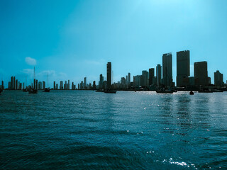 Cartagena city skyline over the sea