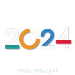 2024 classic Happy New Year design with unique and modern numbers. Vector