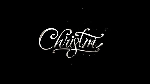 Merry Christmas Handwritten Animated Text in silver Color, lettering with alpha or transparent background, for banner, social media feed wallpaper stories sale