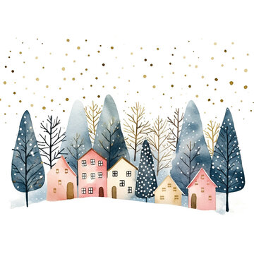 Watercolor Cozy Minimalist Christmas home