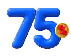 75 Percent Discount Sale Off Balloon Blue Number