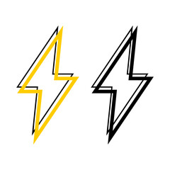 Set electric energy thunder bolt power icon flat vector design