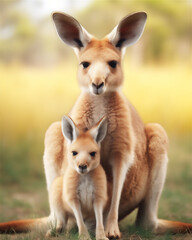 Kangaroo family isolated on white
